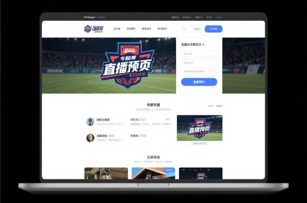 赛事专题页面和直播预约入口的界面示意